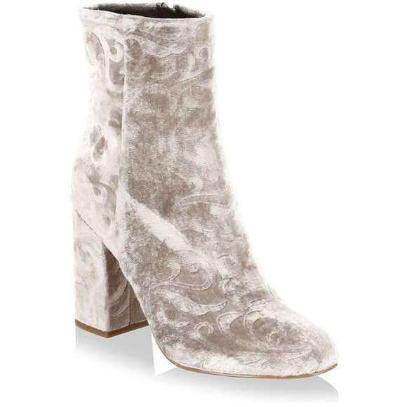 Rebecca Minkoff Bryce Embossed Silver Velvet Boots - Picture 2 of 8